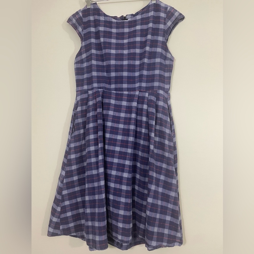 MATA TRADERS plaid cotton dress, sz L